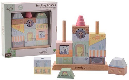 Jouéco wooden stacking houses - educational toy - Wildies Family