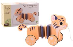 Johntoy wooden pull-along tiger - Jouéco The Wildies Family toy