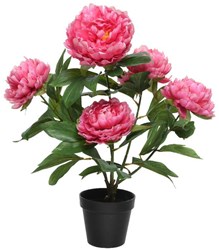 Decoris artificial peony plant fuchsia 57cm - decorative faux plant