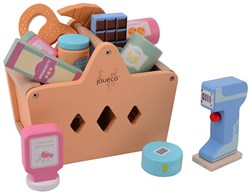 Johntoy wooden shopping basket with accessories - Joueco toys - FSC wood