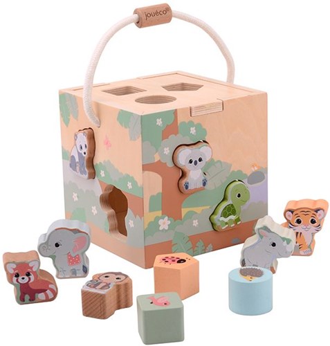 Johntoy wooden shape sorter Wildies Family pastel FSC toy