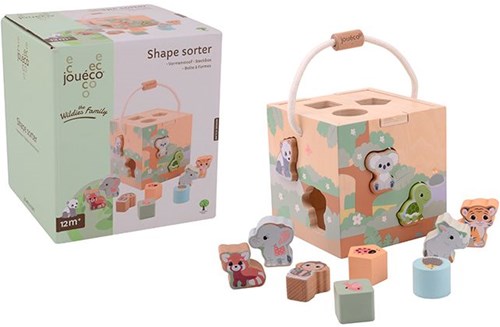 Johntoy wooden shape sorter Wildies Family pastel FSC toy-2
