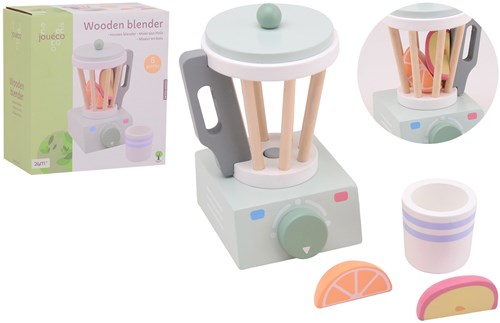 Jouéco wooden toy blender - colorful kitchen accessory for kids