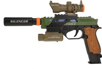 Military toy pistol with light, sound, silencer and flashlight-2