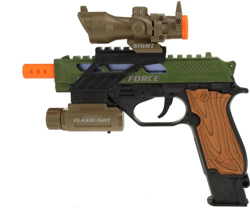 Military toy pistol with light, sound, silencer and flashlight-3