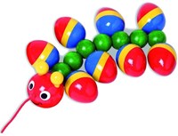 nic wooden toy caterpillar pull-along multicolor for toddlers