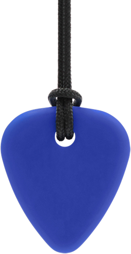 ARK Therapeutic chew necklace guitar pick sensory toy dark blue Klein en dun kauwsieraad, discreet voor tieners en volwassenen.