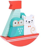 Petit Collage wooden stacking game owl and cat educational toy