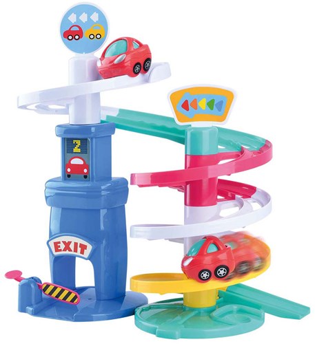 Play car track parking garage plastic red toy car-2