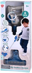 Play toy vacuum cleaner wireless grey blue with light and sound 6-piece