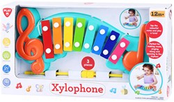 Play Xylophone toy with music notes - colorful musical instrument
