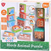 Play wooden block puzzle animals - educational toy 20 pieces