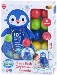 Play bath toy organizer penguin - bath organizer with balls 11-piece