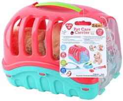 Play animal travel crate plush puppy toy set with accessories