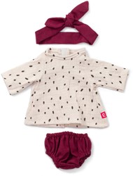 Miniland doll clothing set girl 38cm burgundy textile outfit