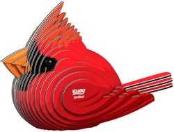 Eugy 3D puzzle bird cardinal - sustainable cardboard animal toy