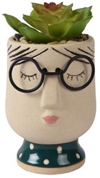 Decoris artificial plant houseplant in pot face decoration 13.5cm green