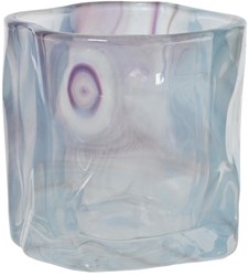 Decoris tealight holder glass blue 8 cm - stylish candle holder decor