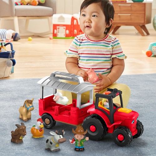 Mattel Little People farm tractor playset with animals and music-2