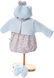 Asi doll clothing - flowered bodysuit with blue jacket and beanie