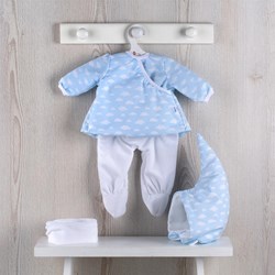 Asi doll clothing winter set blue Scandinavian style with cloud pattern