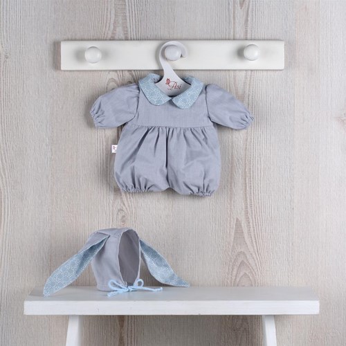 Asi doll clothing - Scandinavian design grey/blue with bunny ears doll outfit