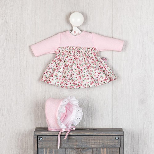 Asi doll clothing - floral dress and bonnet - pink - doll accessory