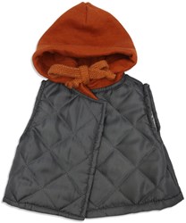 Asi doll clothing - warm hooded vest, dark grey and rust color