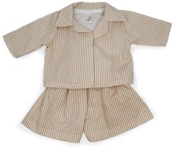 Asi doll clothing pyjama set white and camel - doll accessories