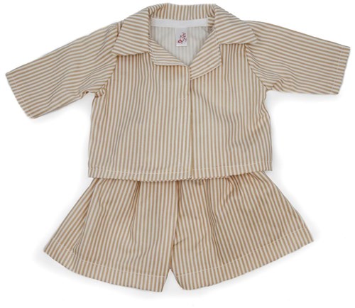 Asi doll clothing pyjama set white and camel - doll accessories