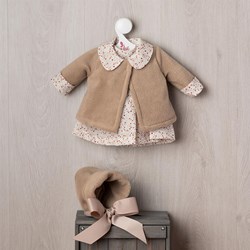Asi doll clothing - jacket, bonnet and dress with cherry print - doll outfit
