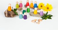Grapat wooden toy Nins rainbow colored - 12 pieces figures-2