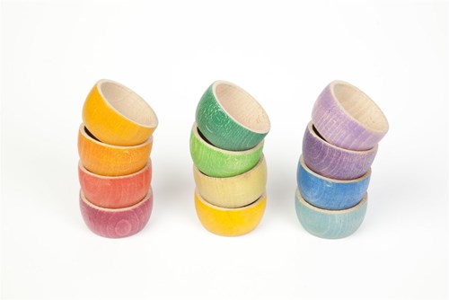 Grapat wooden play bowls rainbow colors - 12 pieces