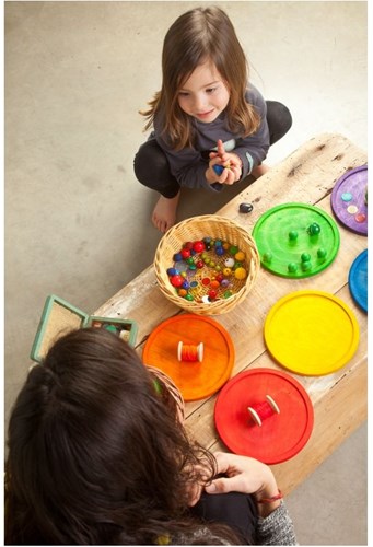 Grapat wooden toy Rainbow Dishes colorful plates set-3