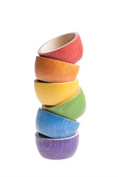 Grapat wooden bowls rainbow colours - 6 pcs open ended toy