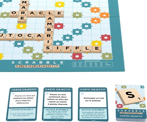 Mattel Scrabble board game wood French edition - classic family game-3