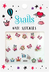 Snails princess pink nail stickers for kids - nail art set