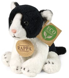 Rappa plush cat cuddly toy black-white 14 cm eco-friendly toy