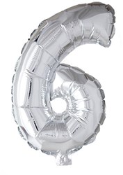 Globos foil balloon number 6 silver 40cm helium party