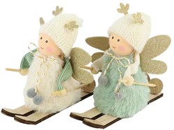 HBX Natural Living Christmas angel decoration green textile 12.5x6x11.5cm