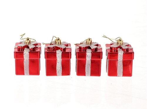 HBX natural living Christmas hanger gift set red - 4 pieces decoration
