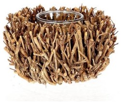 HBX natural living tealight holder glass brown mood light D22H12
