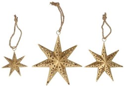 HBX natural living Christmas hanger star gold 3-piece metal decoration
