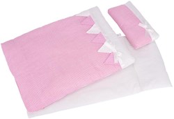 Goki Bedding set for dolls, pink stripes
