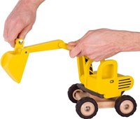 Goki wooden excavator yellow - construction vehicle toy-3