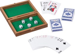 Goki wooden playing card box - card game and dice set for kids