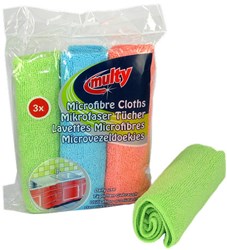 Multy microfiber cleaning cloths 3 pack red green blue 35x35cm