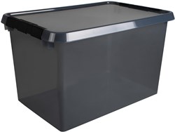 Storage box Comfortline grey black 62L plastic with clip closure
