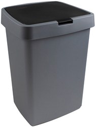 Sunware Delta waste bin trash can with flip lid 25L silver grey plastic