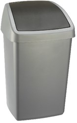 Sunware bin Delta 50L with swing lid silver grey plastic